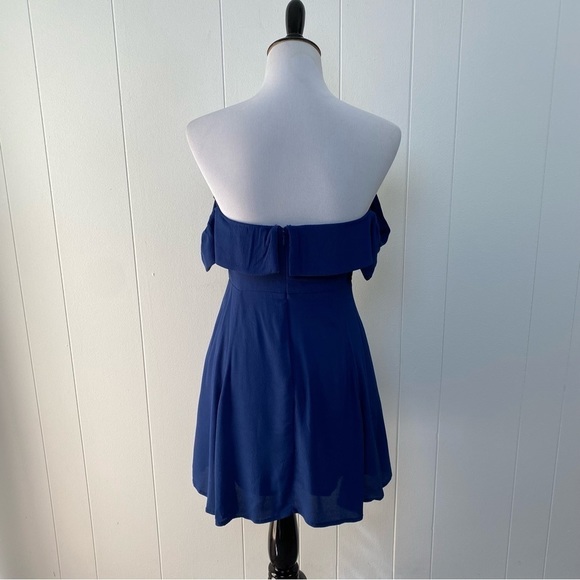 LuLu's Crossroad Cutie Navy Blue Off-the-Shoulder Mini Dress Size Medium - Picture 3 of 16
